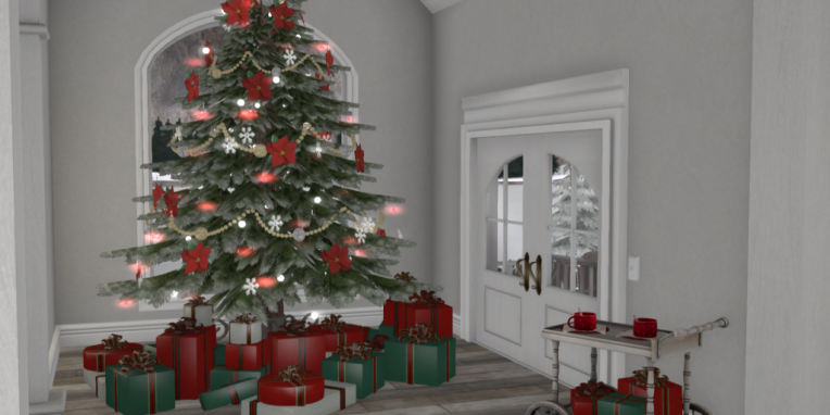 Front room with Christmas tree